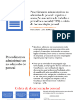 Procedimentos Administrativos Na Admissão de Pessoal L