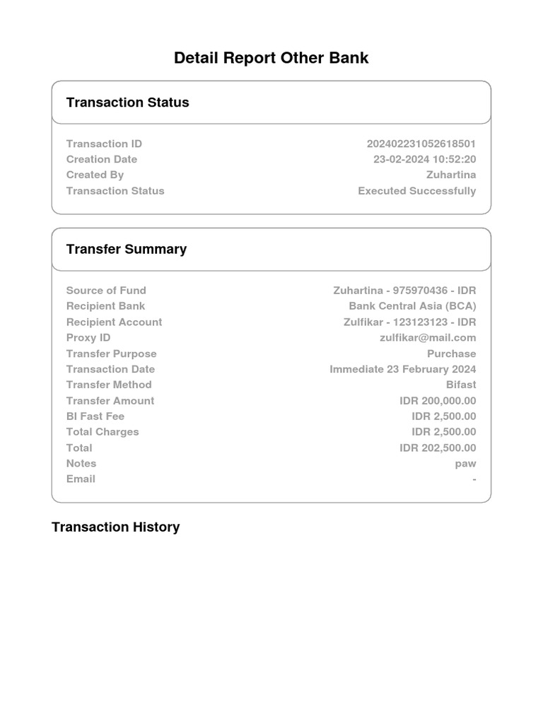 Bank Transfer Detail Report IDR 2024 | PDF
