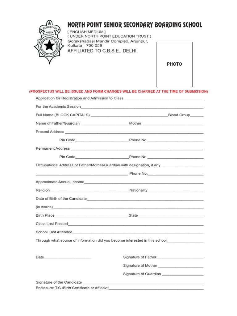 Boarding School Admission Application Form | PDF | Business