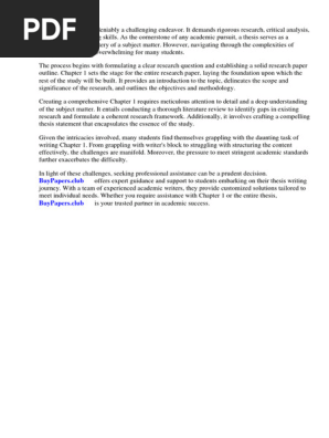 Chapter 1 Research Paper Outline