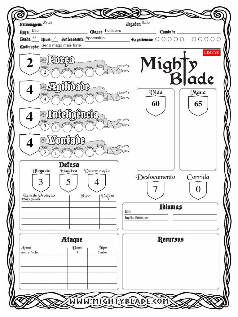 Ficha Editável RPG | PDF