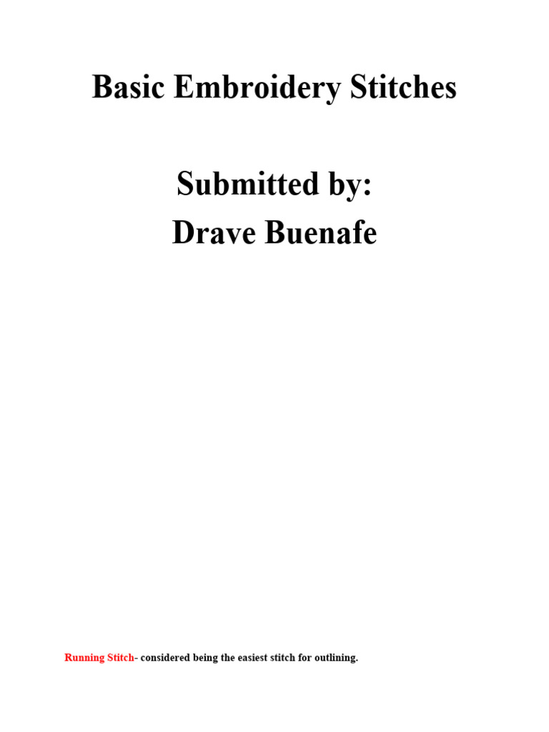 Basic Embroidery Stitches PDF