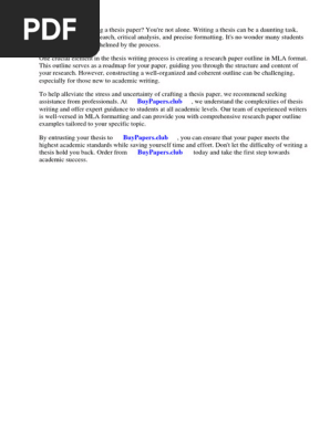 Research Paper Outline Examples Mla Format