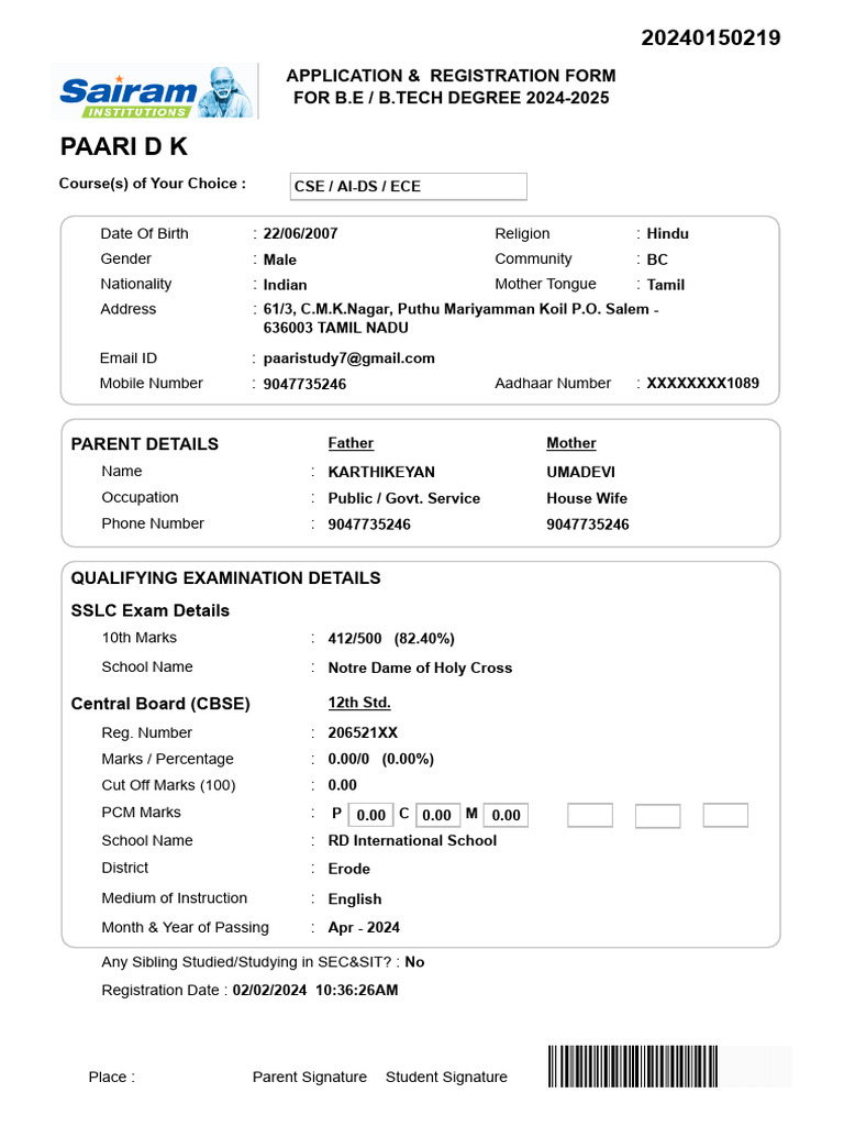 paari-d-k-application-registration-form-for-b-e-b-tech-degree-2024