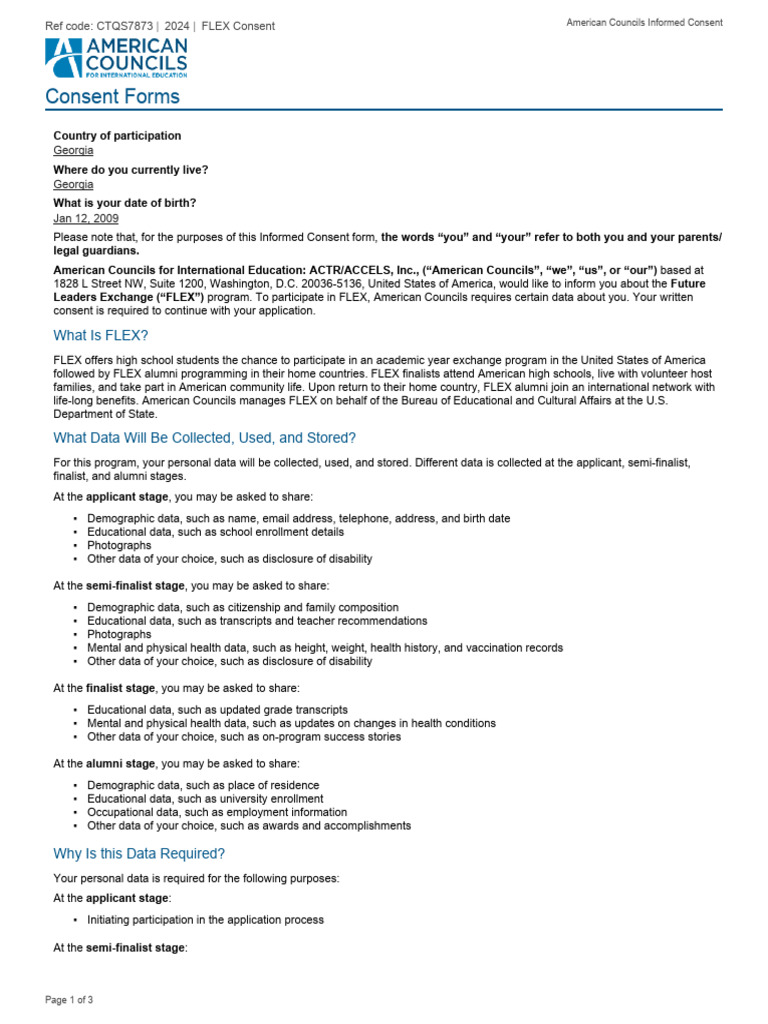 Application CTQS7873 | PDF | Informed Consent