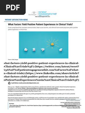 What Factors Yield Positive Patient Experiences in Clinical Trials