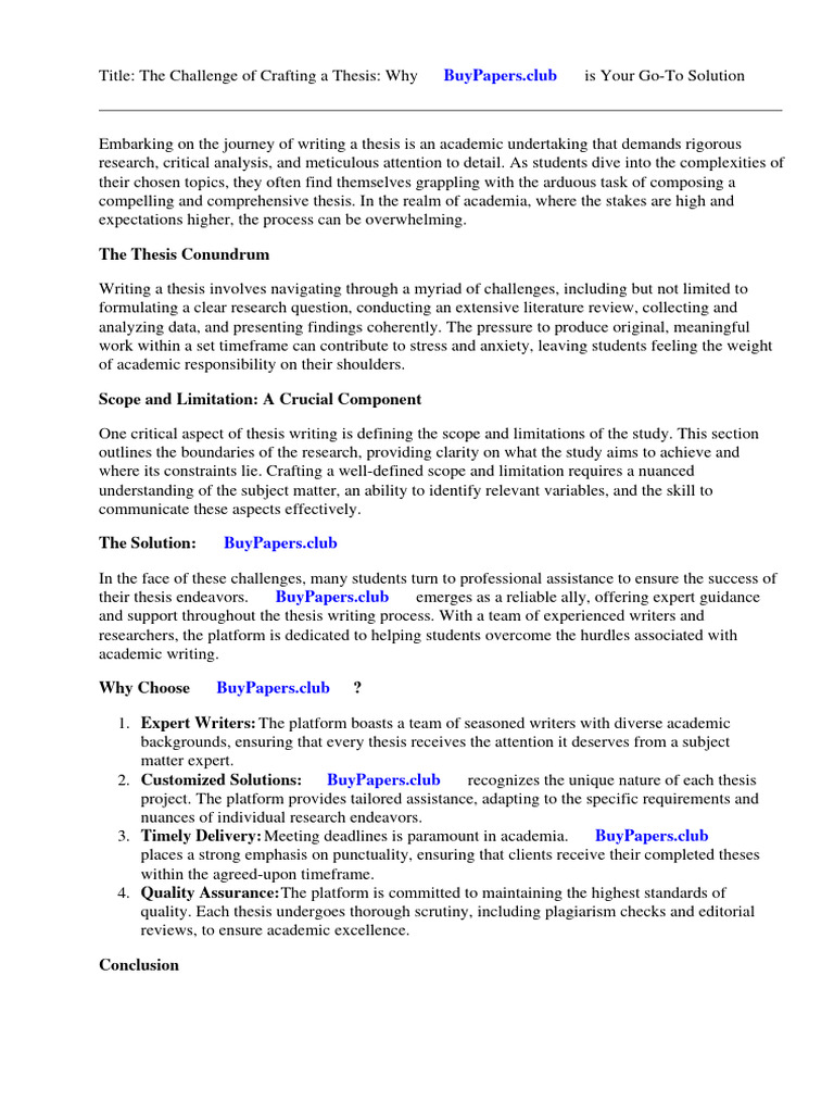 Research Paper Scope and Limitation Sample | PDF | Thesis | Computer ...