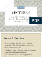 Lecture 6, Analytic Functions and Cauchy Riemann Equations