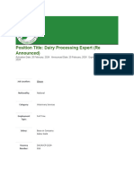 Position Title: Dairy Processing Expert (Re Announced) : Sign in