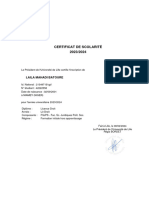 Certificat de Scolarité 3DRTDR 2023-2024 LAILA MAHADI BATOURE