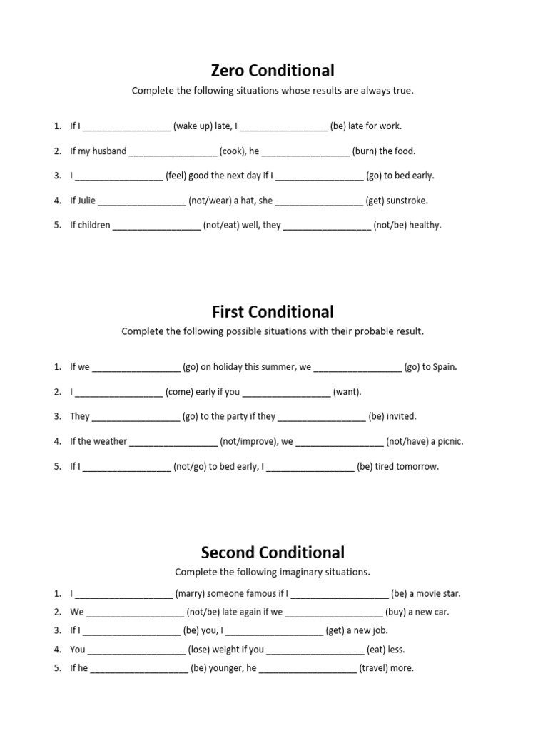 Zero, First, Second and Third Conditional Pt 1 | PDF
