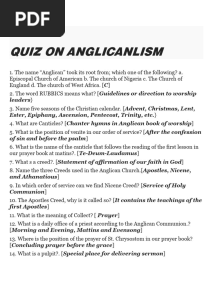 Anglicanism Questions