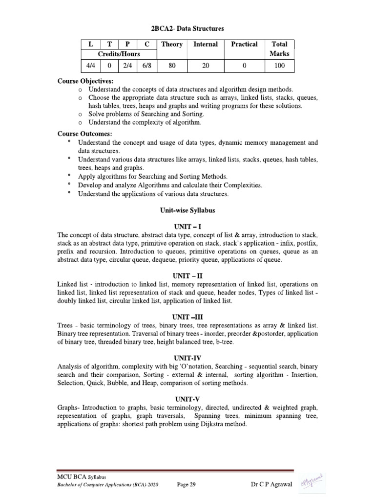 2BCA2 - Data Structures | PDF