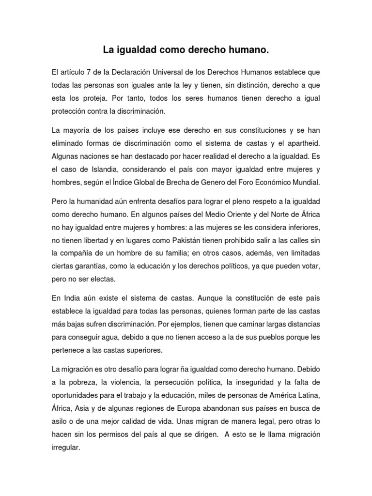 Desafíos de la igualdad como derecho humano | PDF | Discriminación ...