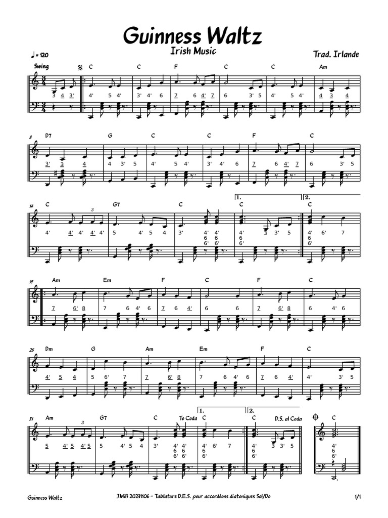 Guinness waltz irish music waltz pdf