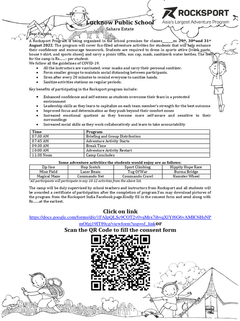 Consent Form For Rocksport in School Program - LPS | PDF | Social ...