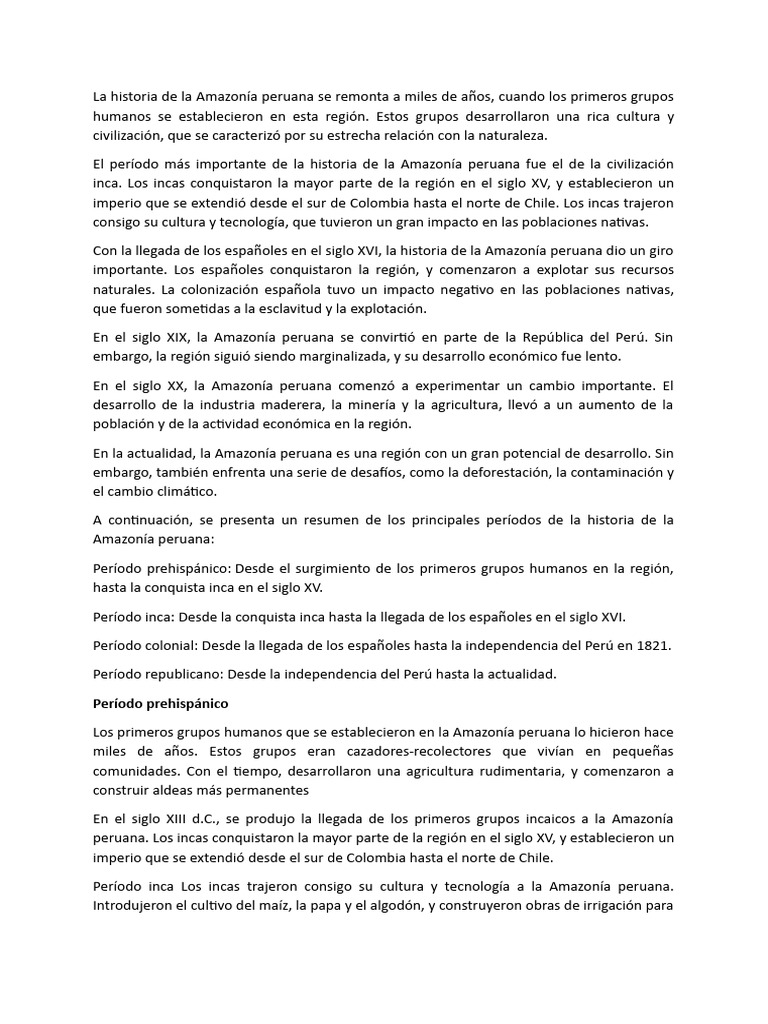 La Historia de La Amazonía | PDF | Perú | Imperio Inca