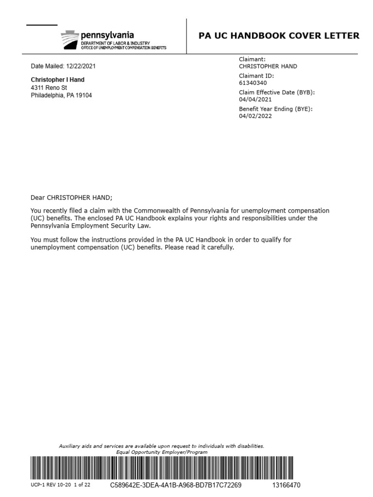 Pauchandbookcoverletter Christopherhand 727202112210210 | PDF | Pension