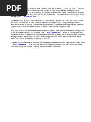 Research Paper Rubric Middle School
