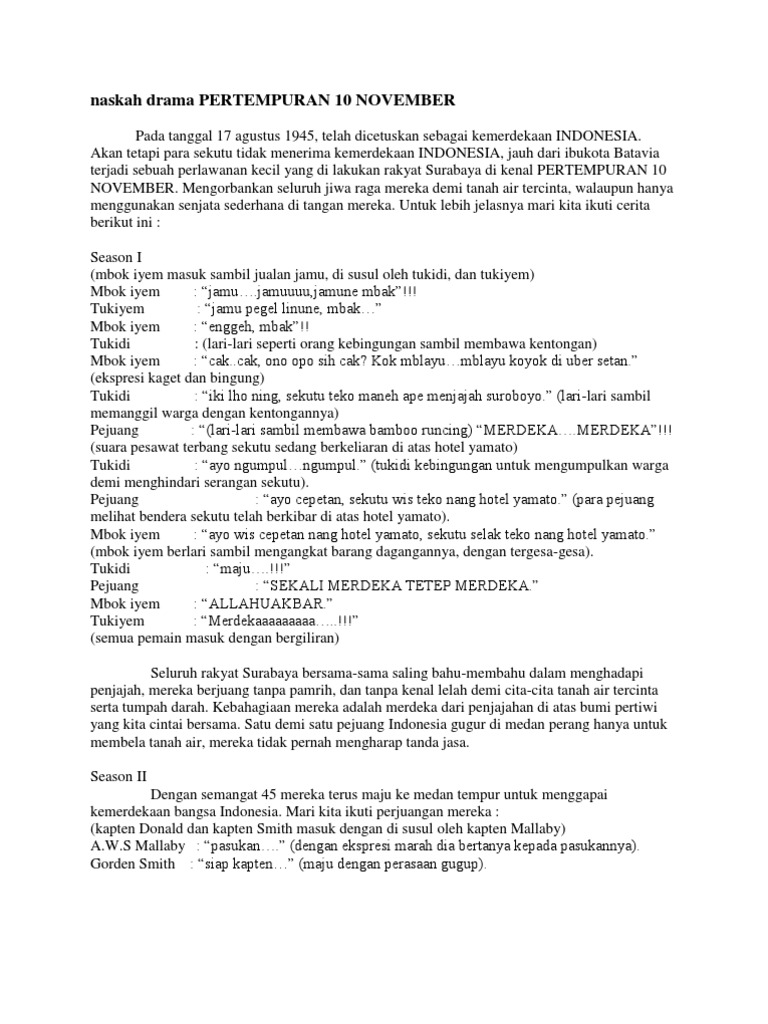 Naskah Drama Pertempuran 10 November