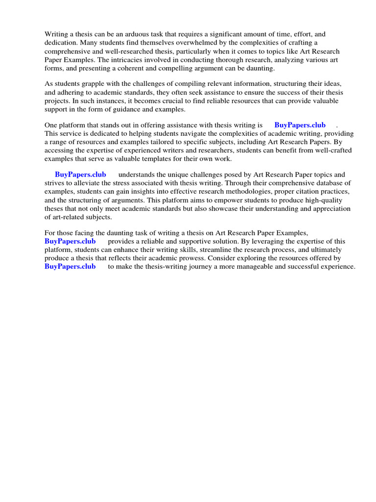 Art Research Paper Examples Download Free PDF Essays Thesis