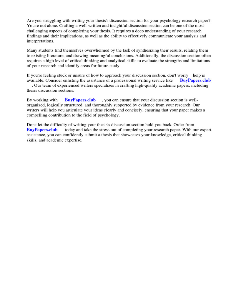 Example Discussion Section Psychology Research Paper PDF Academic