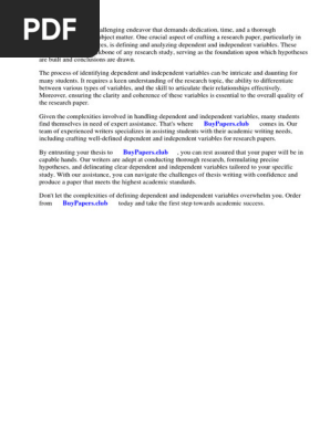 Research Paper Dependent and Independent Variables