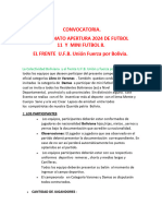 Convocatoria. Campeonato Apertura 2024 de Futbol 11 Y Mini Futbol 8. EL FRENTE U.F.B. Unión Fuerza Por Bolivia