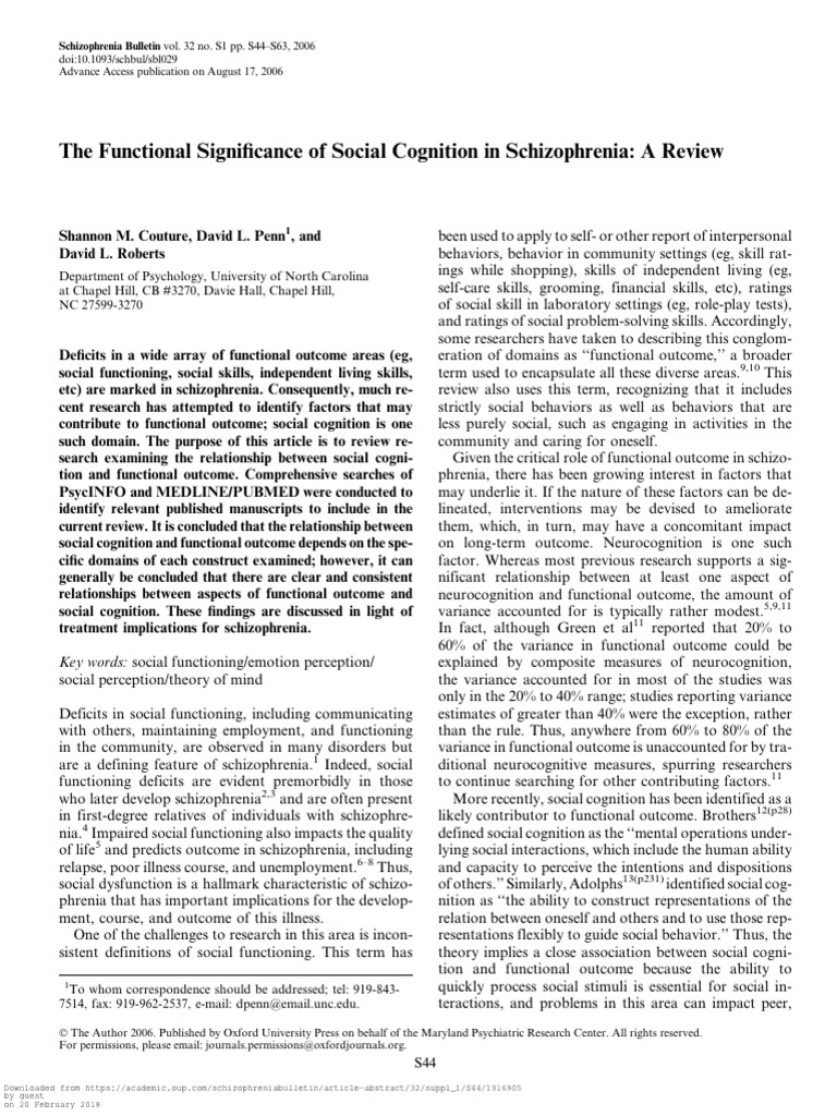 SBL 029 | PDF | Schizophrenia | Cognition