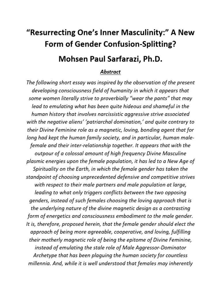 Resurrecting Inner Masculinity: Gender Dynamics | PDF | Gender | Gender ...