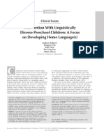 Intervention With Linguistically Diverse Preschool Children: A Focus On Developing Home Language(s)