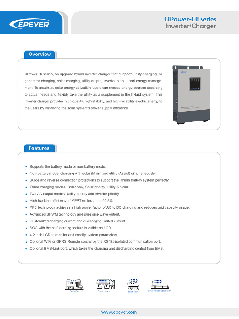UPower-Hi Hybrid Inverter Charger Overview | PDF | Power Inverter ...