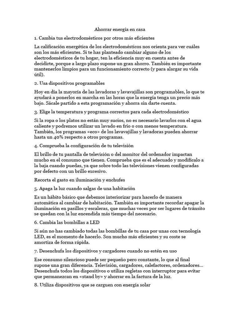 20 Consejos para Ahorrar Energía en Casa | PDF | Ventana | Cortina