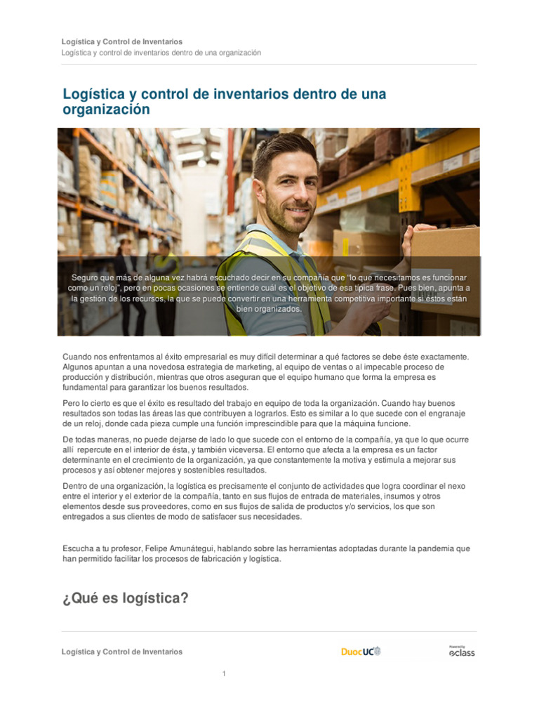 Logistica y Control de Inventarios Dentro de Una Organizacion ...