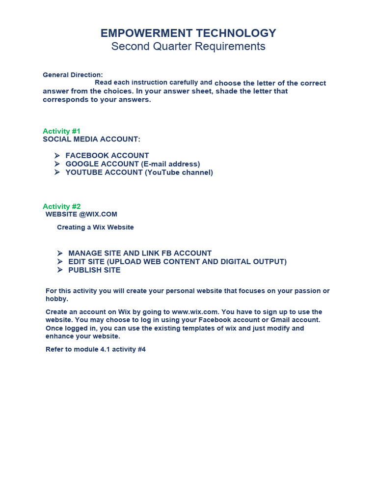 Empowerment Technology Activities Guide | PDF | Social Media | Popular ...