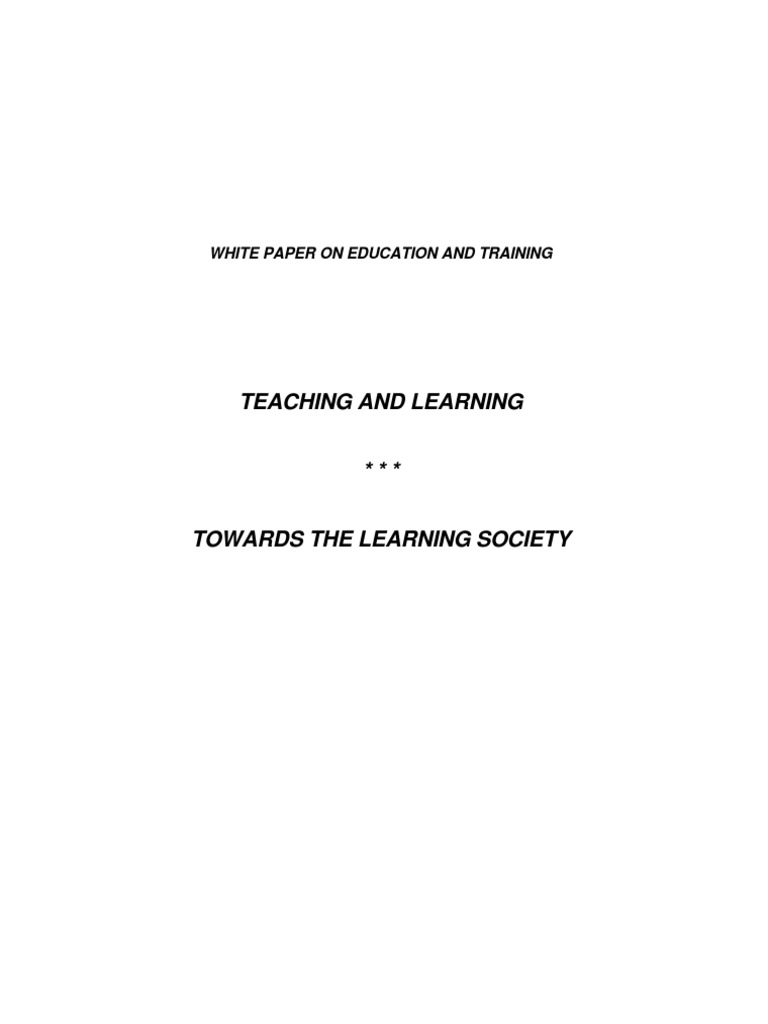 Teaching and Learning: White Paper On Education and Training | PDF ...