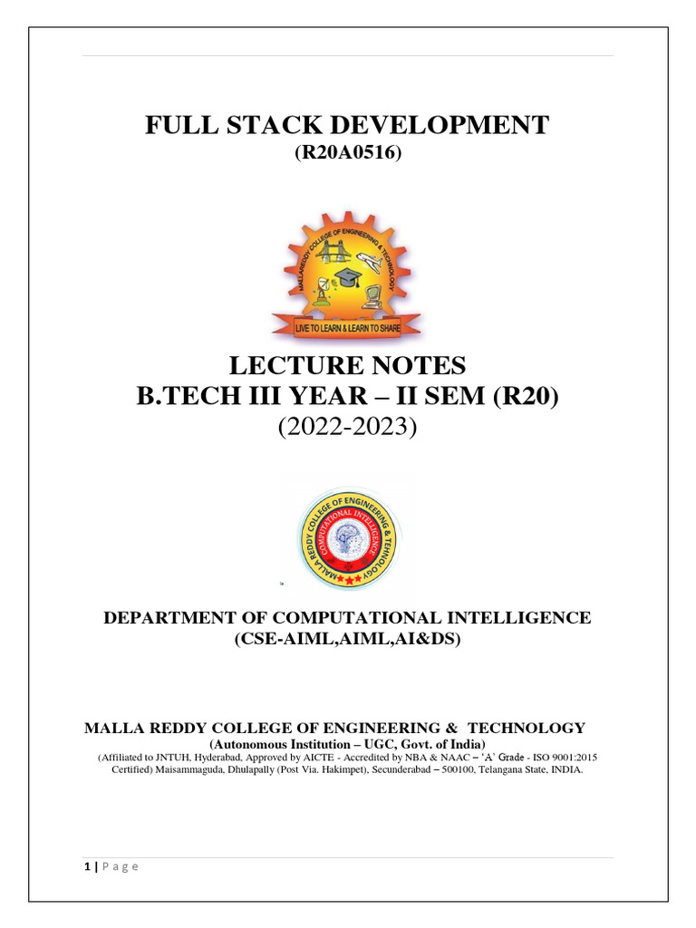 FullStack Development | PDF | Html Element | Html