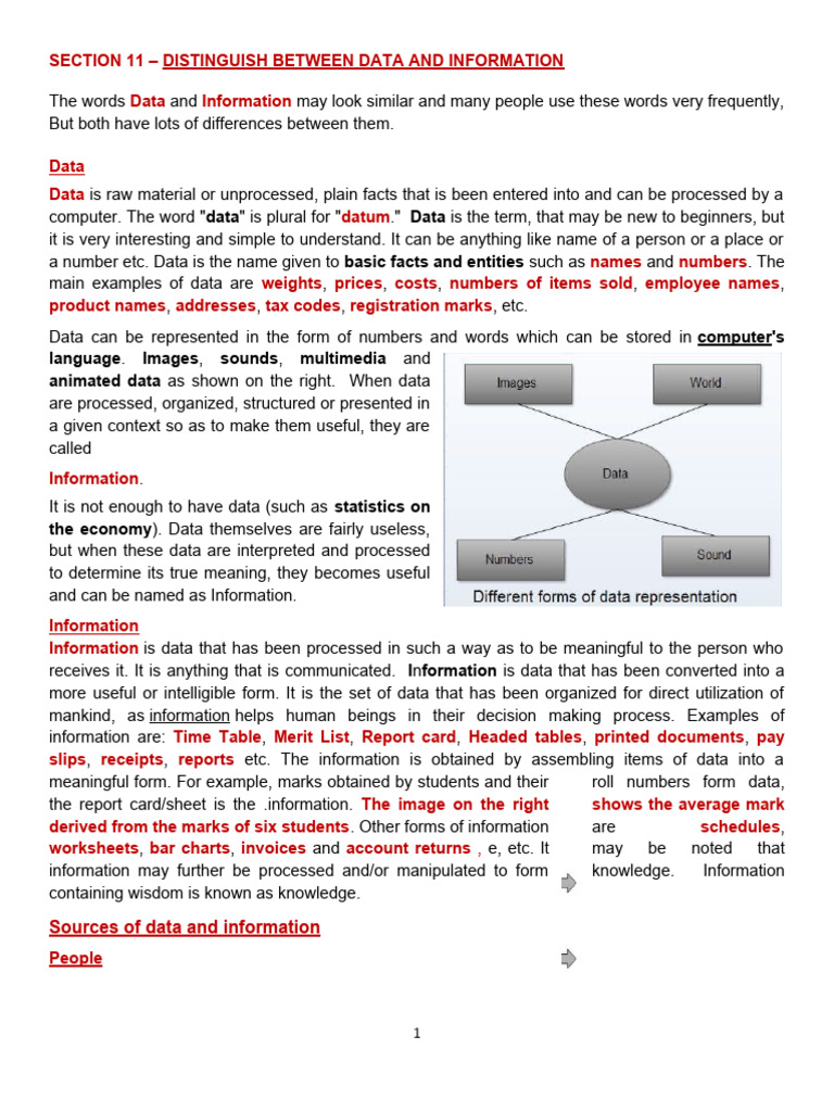 Section 11 - Distinguishing Between Data and Information | PDF | Data ...