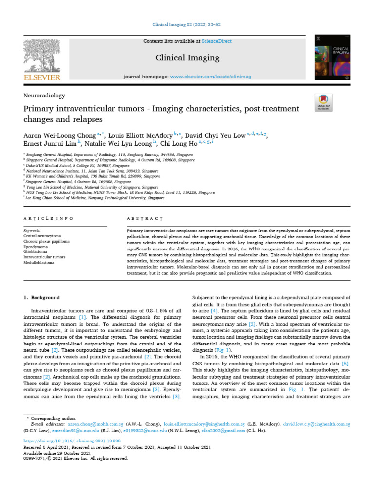 Intraventricular Tumors: Imaging Insights | PDF | Wellness | Computers