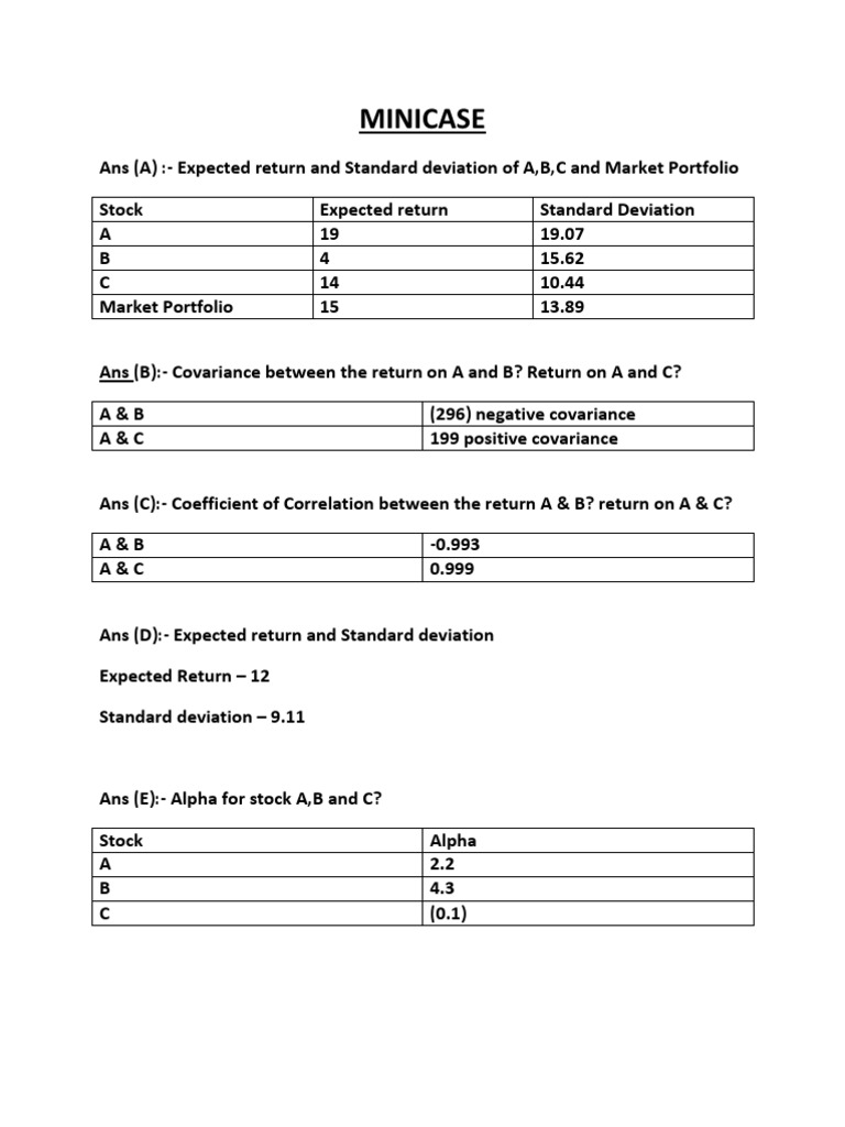 Portfolio Risk and Return Analysis | PDF | Capital Asset Pricing Model ...