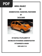 Minor Project On: Segmentation, Targeting, Positioning of Tata Nano