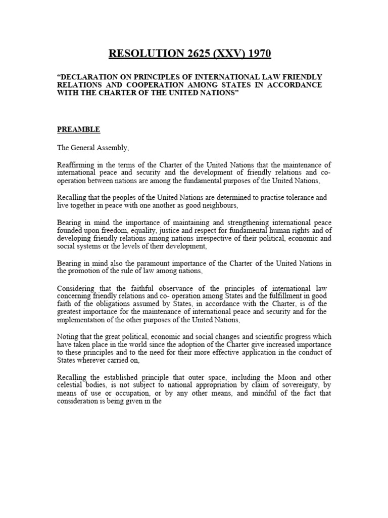 Resolution 2625: Principles of International Law | PDF