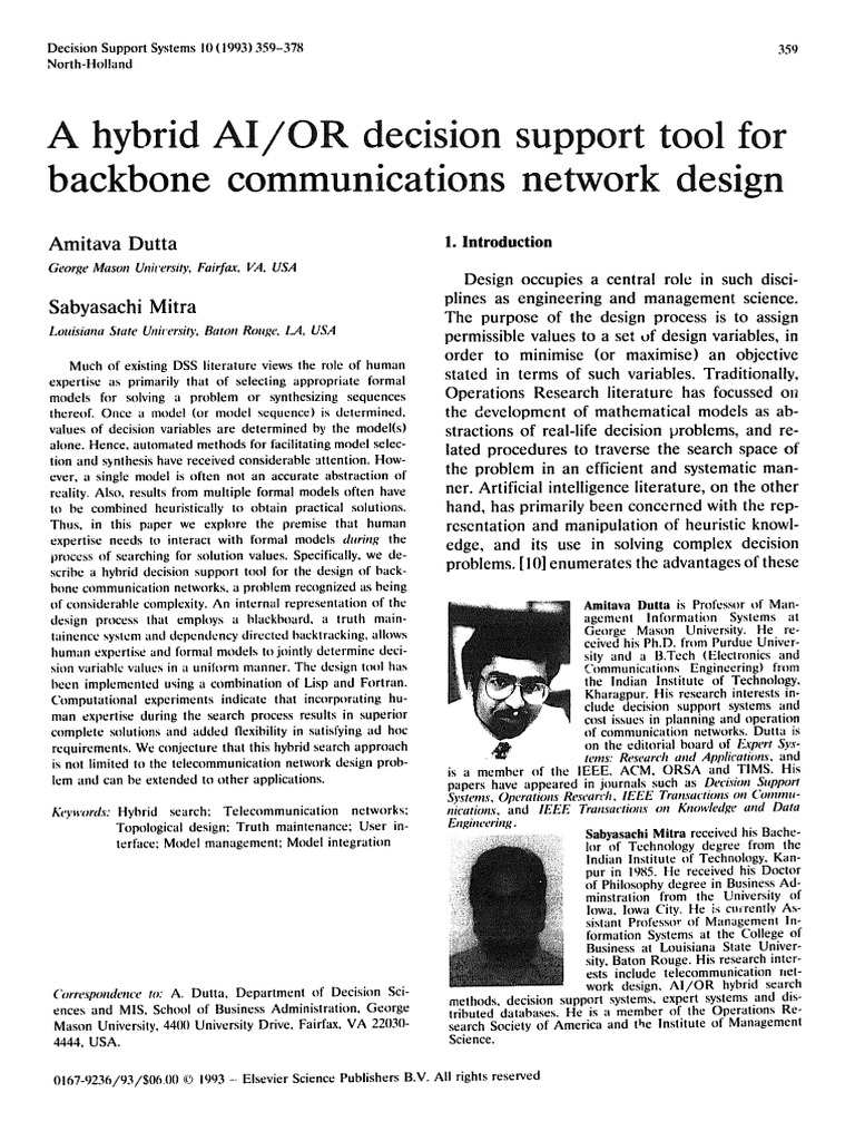 A hybrid ai or decision support tool for backbone communications