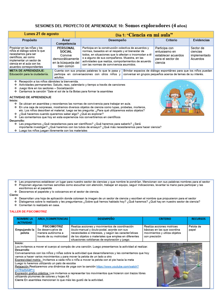 Sesiones de Aprendizaje para Niños de 4 Años | PDF | Ciencias sociales ...