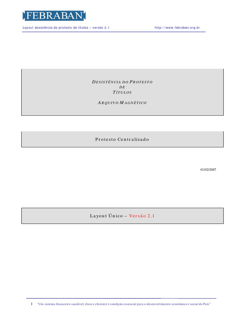(CRA) - Arquivo - Layout Desistências Febraban v2.1 | PDF