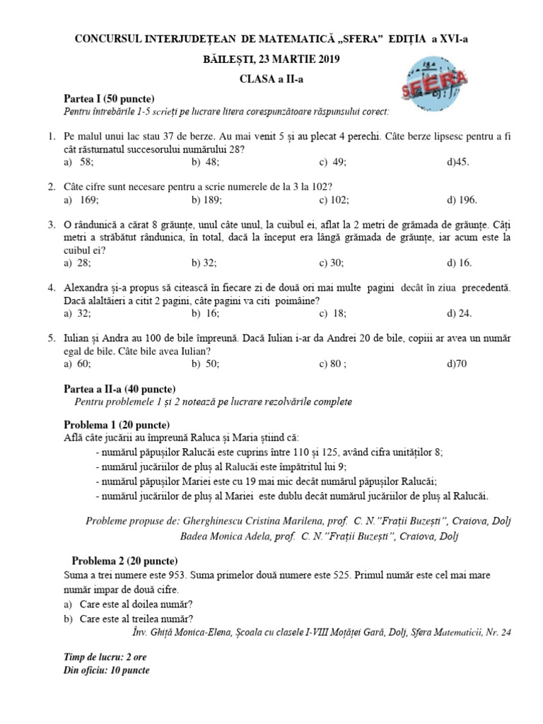 Mate info ro 4575 subiecte si barem concursul sfera 2019 clasa