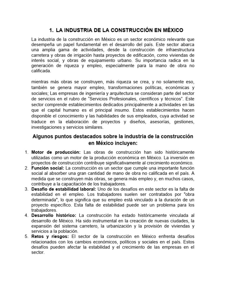 La Industria de La Construcción en México | PDF | Negocios | Arte