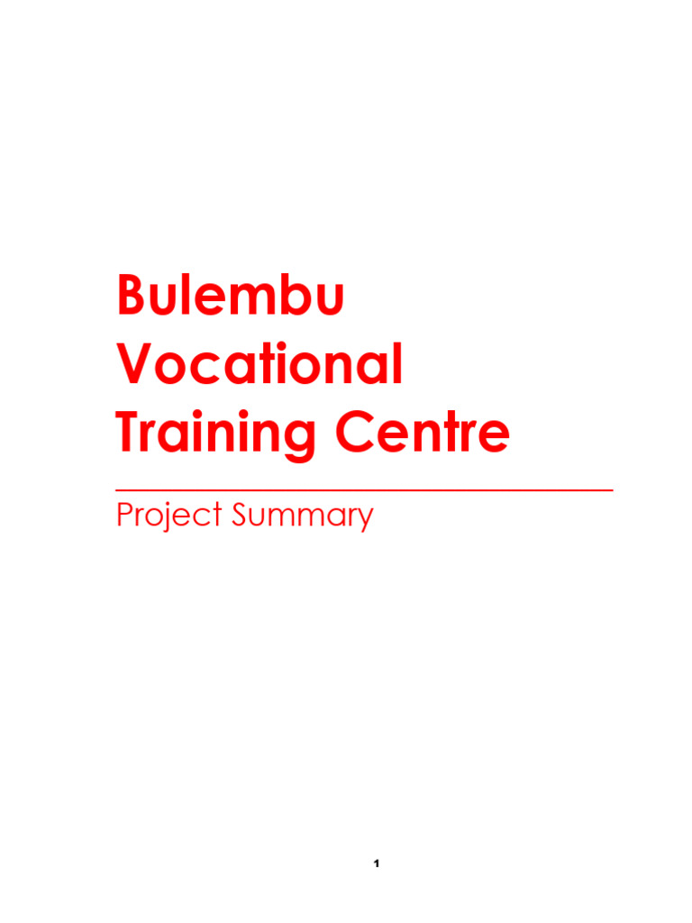 Bulembu Vocational Training Centre: Project Summary | PDF | Social Science