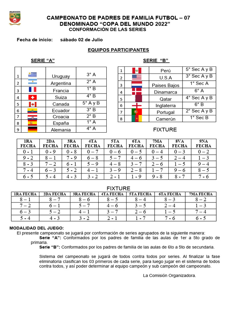 Fixture Del Campeonato. | PDF