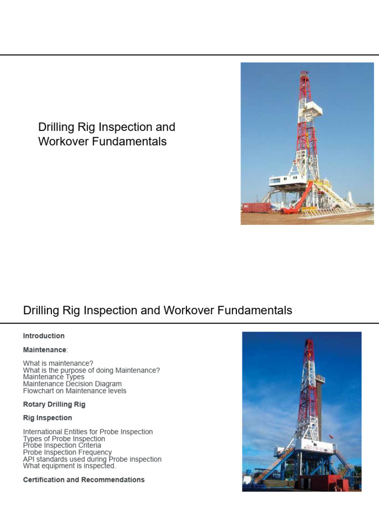 Drilling Rig Inspection & Maintenance Guide | PDF | Reliability ...